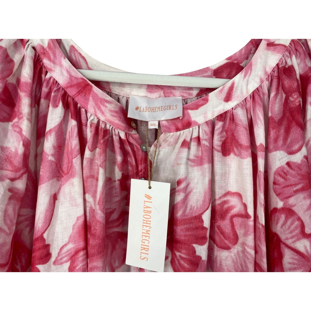 La Boheme Girls Camila Maxi Dress Aloha Pink Floral Button Front One Size NWT - Picture 12 of 16